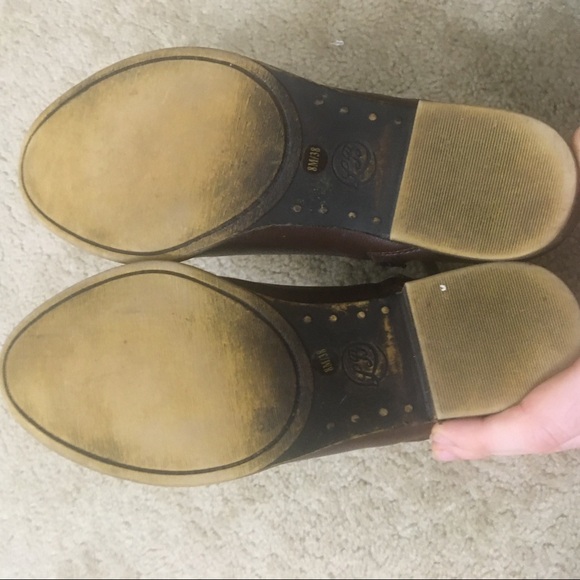 Lucky Brand LP Brenon Booties Ankle Boots Faux Leather Zips Stacked Block Heel 8 - Picture 12 of 12